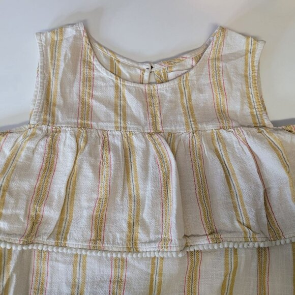 LC Lauren Conrad Cold Shoulder Peek a Boo Yellow Vertical Stripe Womens Large - Picture 5 of 10
